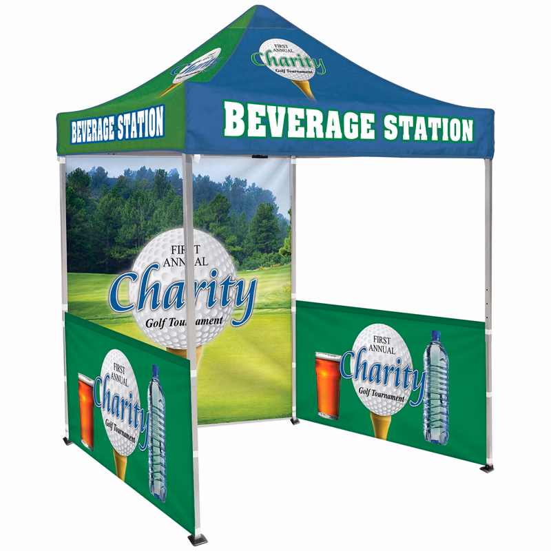 6.5' Square Canopy Tent with 1 Full Double Sided Wall & 2 Double Sided Half Walls