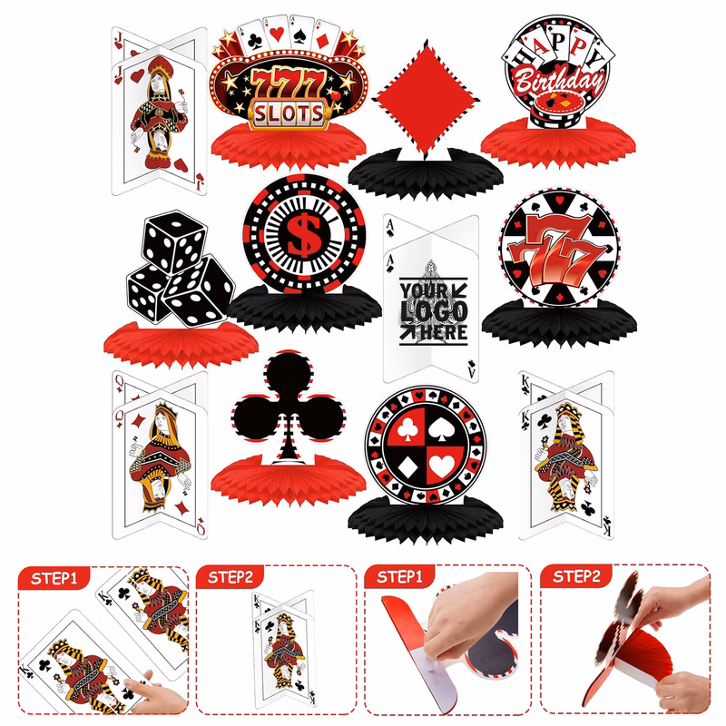 Table Honeycomb Centerpieces Poker Party Decorations Casino Topper