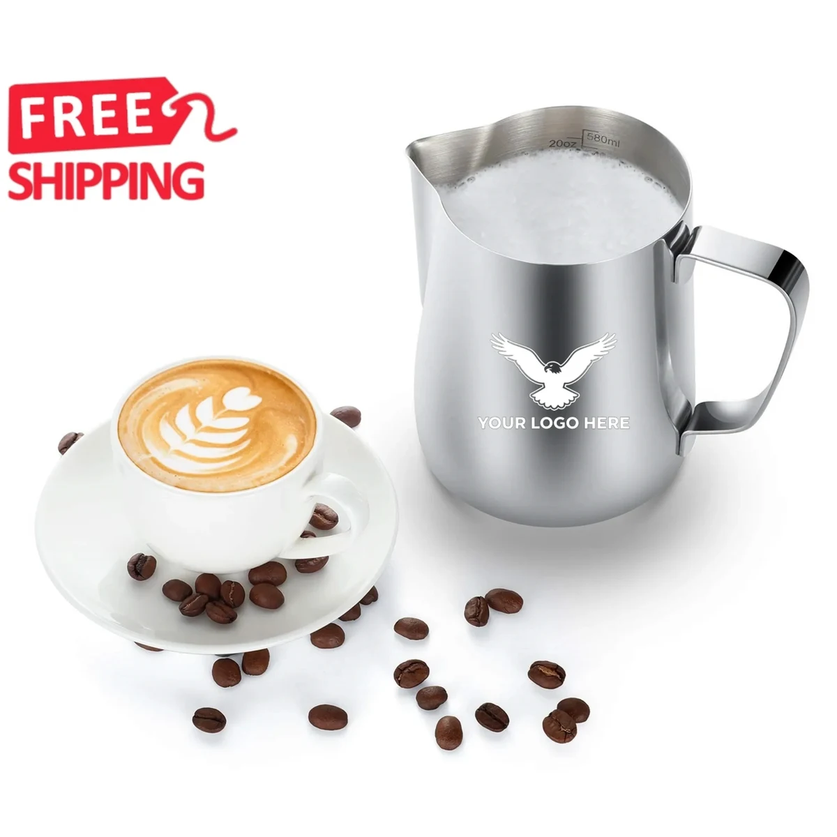 Stainless Steel Latte Frothing Pitcher Art Pen 1