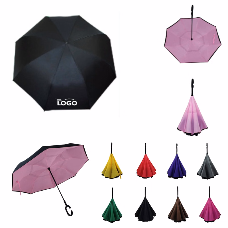 MOQ20 8 Rib C Handle Double Layer Reverse Umbrella
