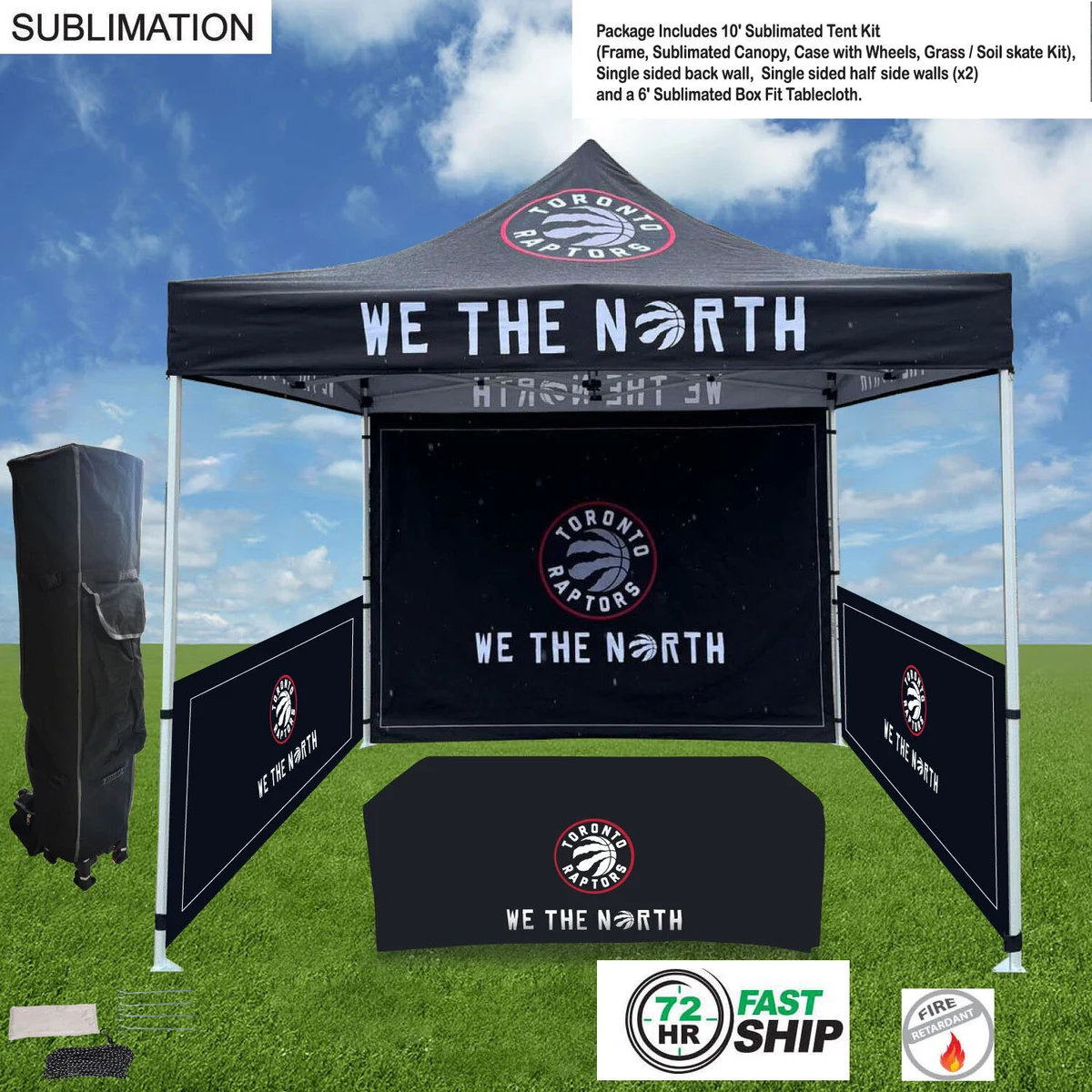 72Hr Fast Ship - Supreme Event Package, 10' Tent, Backwall, 2 Half sidewalls, 6' Box Fit Tablecloth 1
