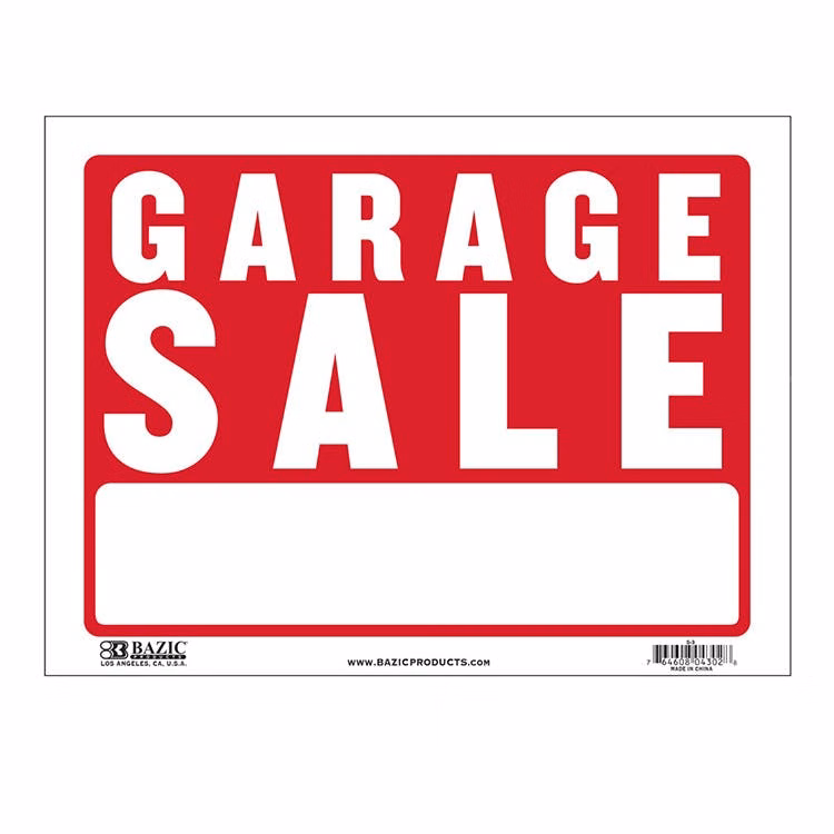 Garage Sale Signs - Red/White 9" x 12"