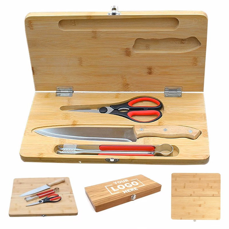 4 In 1 Potable Camping Wood Cutting Board Set