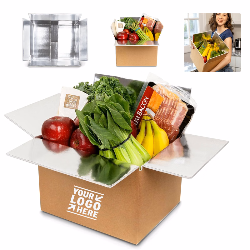 12" x 10" x 8" Insulation Shipping Aluminum Moving Box Reusable Dry Cooler Frozen Food Carton