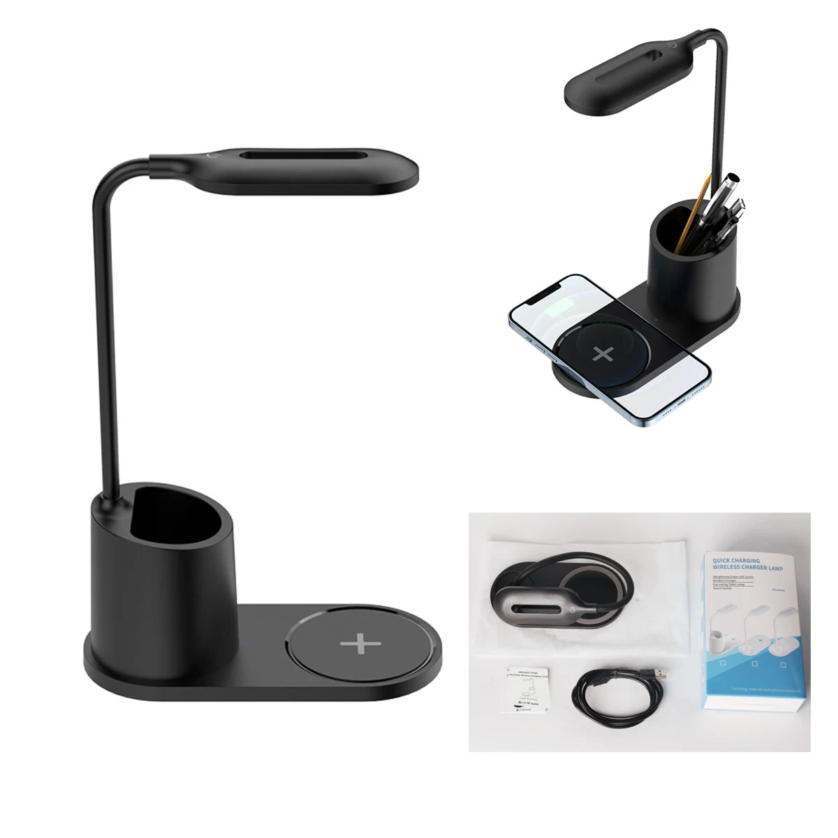 Wireless Charger Pen Holder LED Reading Light 1