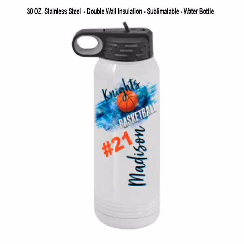 30 Oz. White Polar Camel Sublimatable Photo Water Bottle