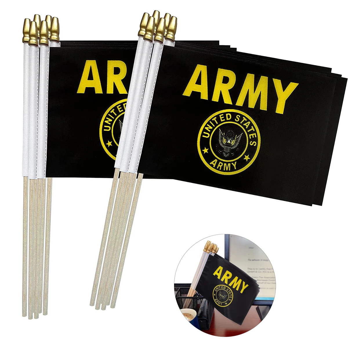 US Army Gold Crest Stick Flag 1