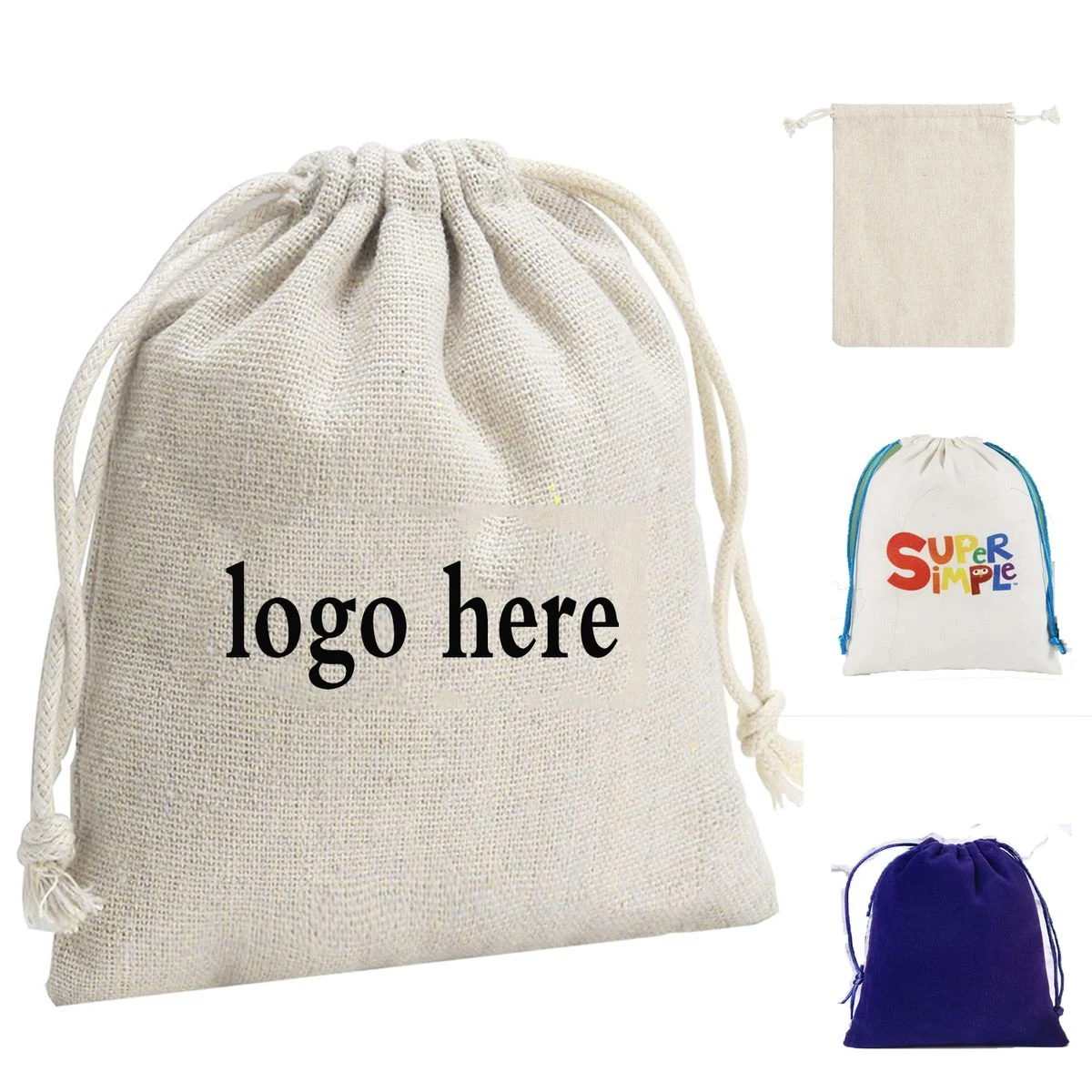 Compact Cotton-Lined Drawstring Sack
1