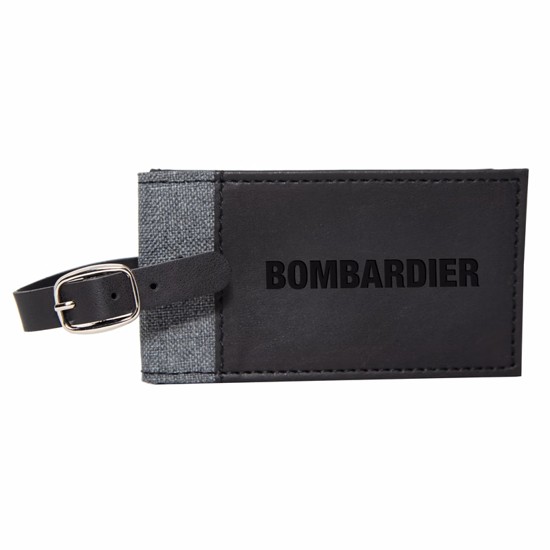 Gray and Black Leatherette Luggage Tag