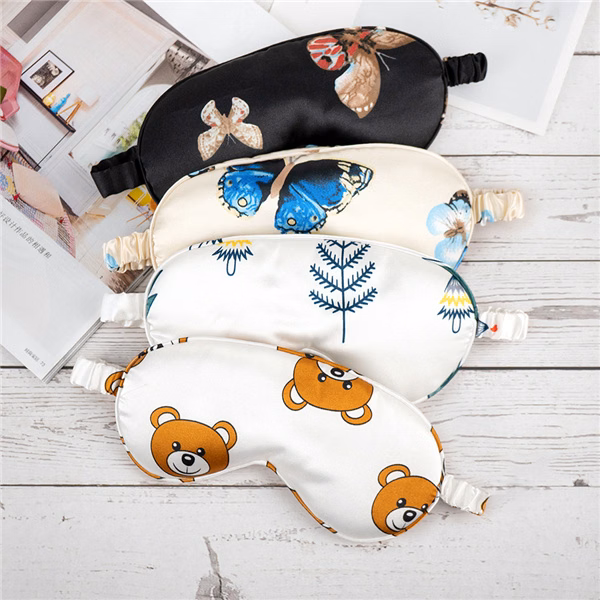 Patterned imitation silk travel sleep eye mask