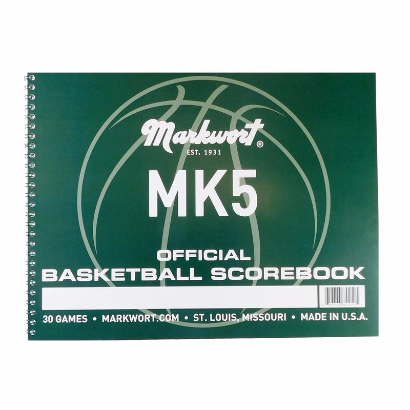 Markwort Basketball Scorebook New Format with Fouls - 30 Games Basketball Stat Tracking | High Scho