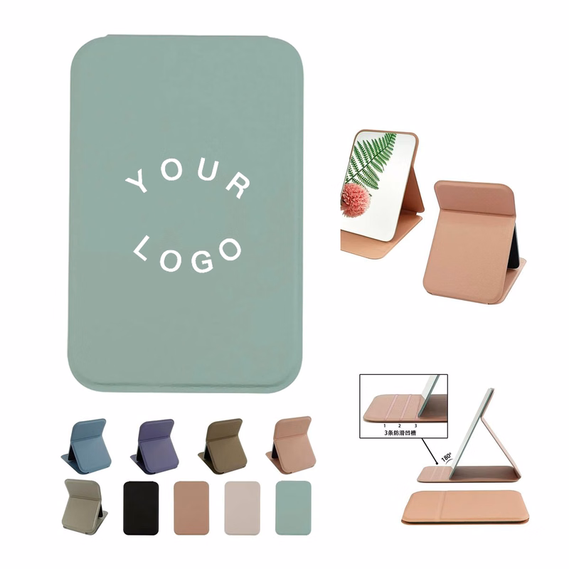 Pocket Makeup Mirror Stainless Steel with Leather Case