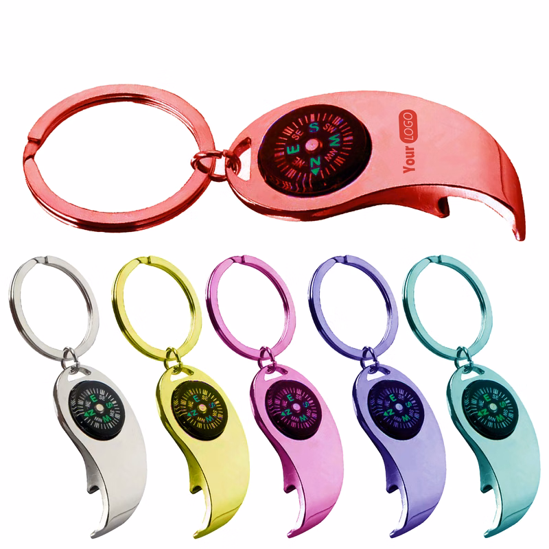 Aluminum Multifunctional Bottle Opener Compass Keychain For Outdoor Explorers