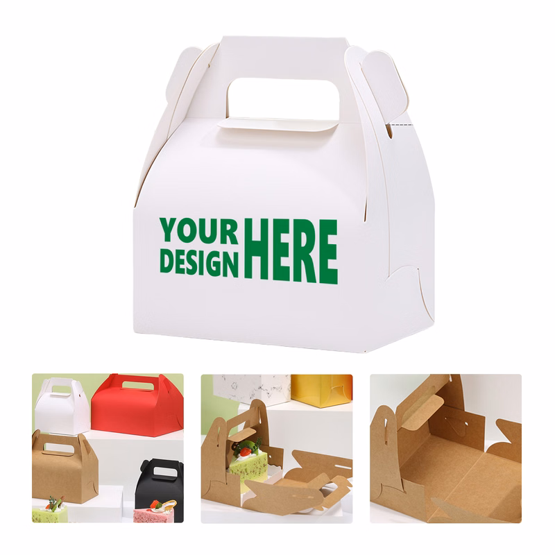MOQ50 Portable Kraft Paper Bakery Boxes for Pastry and Sweets