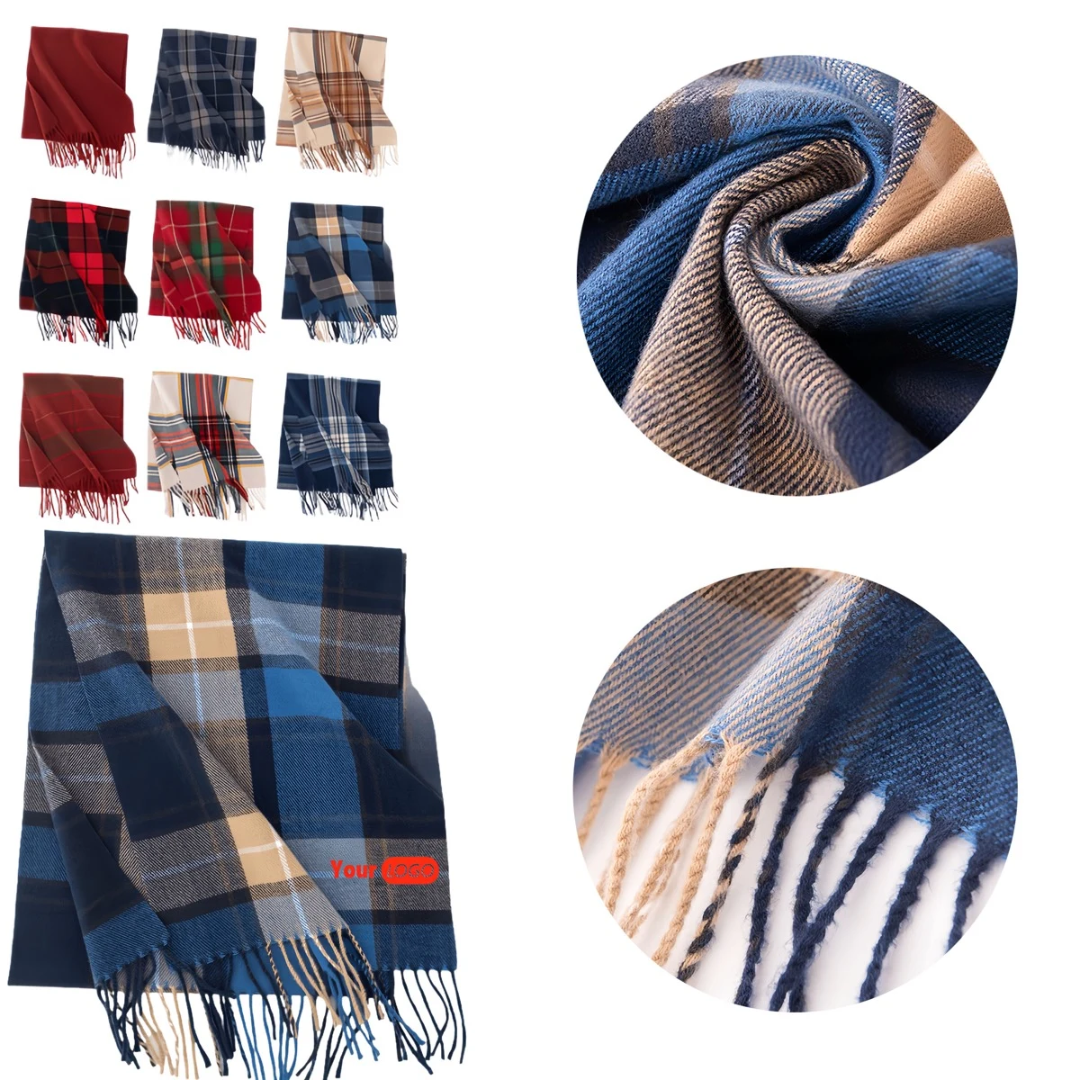 Polyester Cold-proof Warm Checkered Scarf 1