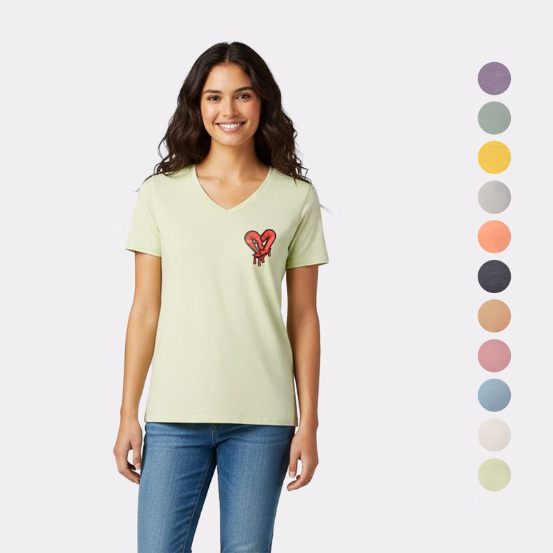 Vera Women's Semi Fitted Slub Jersey V-Neck Tee