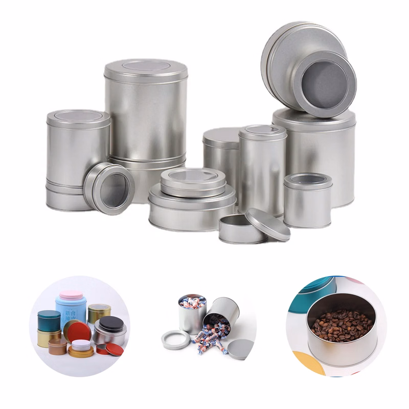 Round candy snack tin box