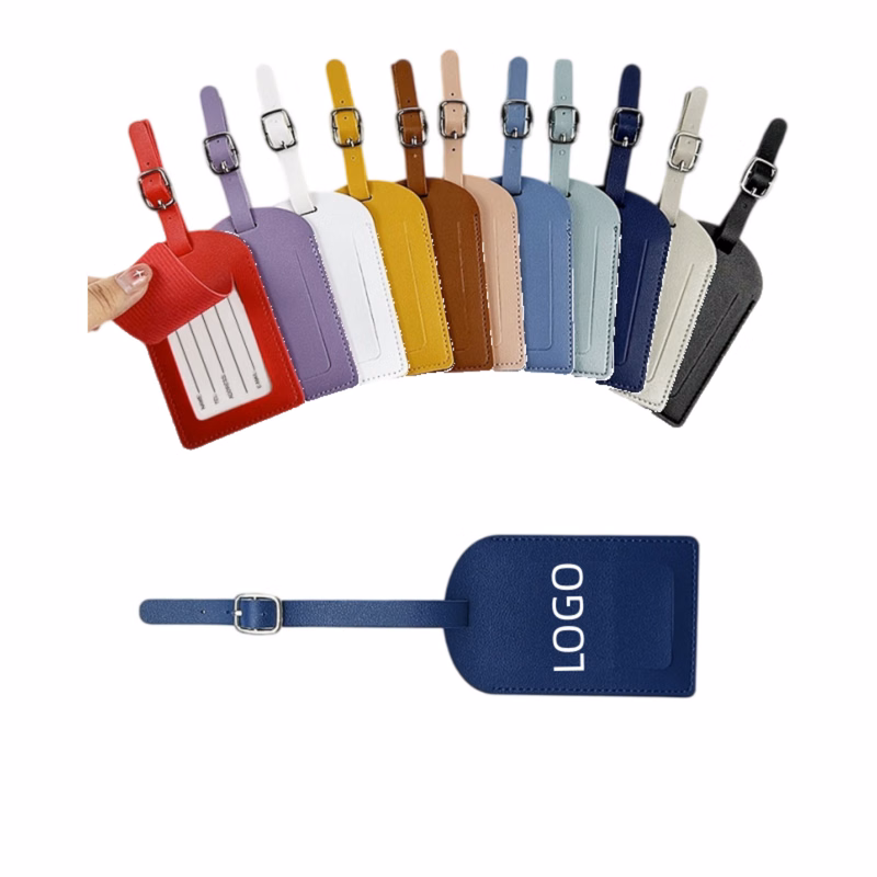 Vertical Flip PU Leather Luggage Tag