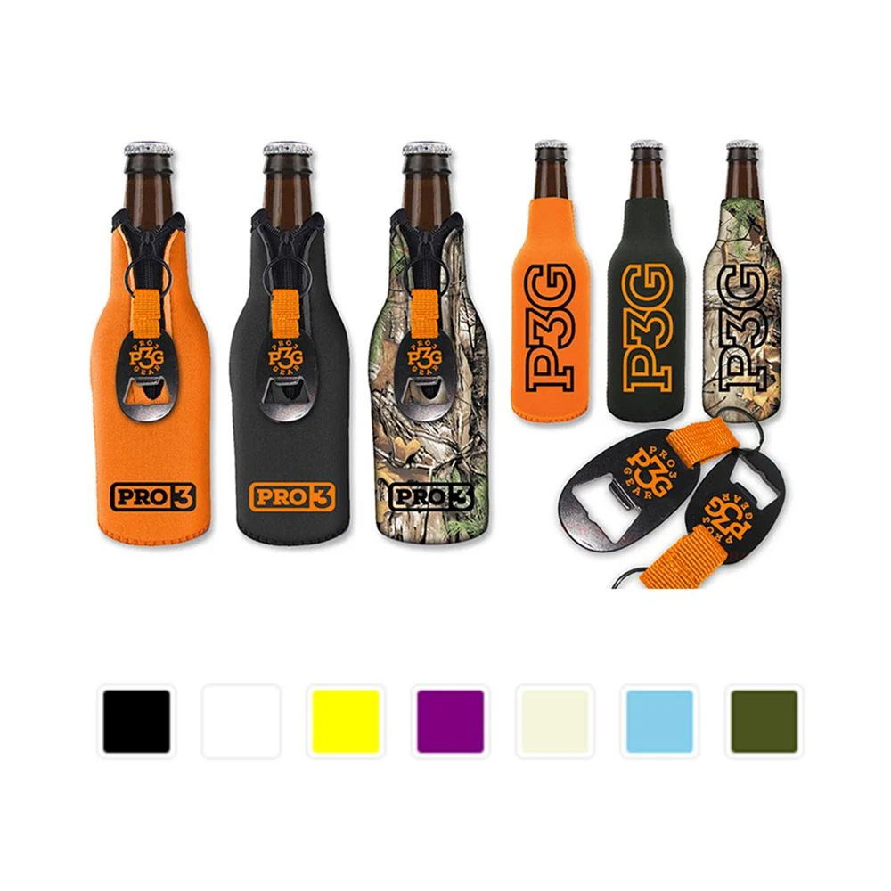 Neoprene Beer Bottle Insulator Sleeve w/Opener, custom can cooler with logo imprint 1