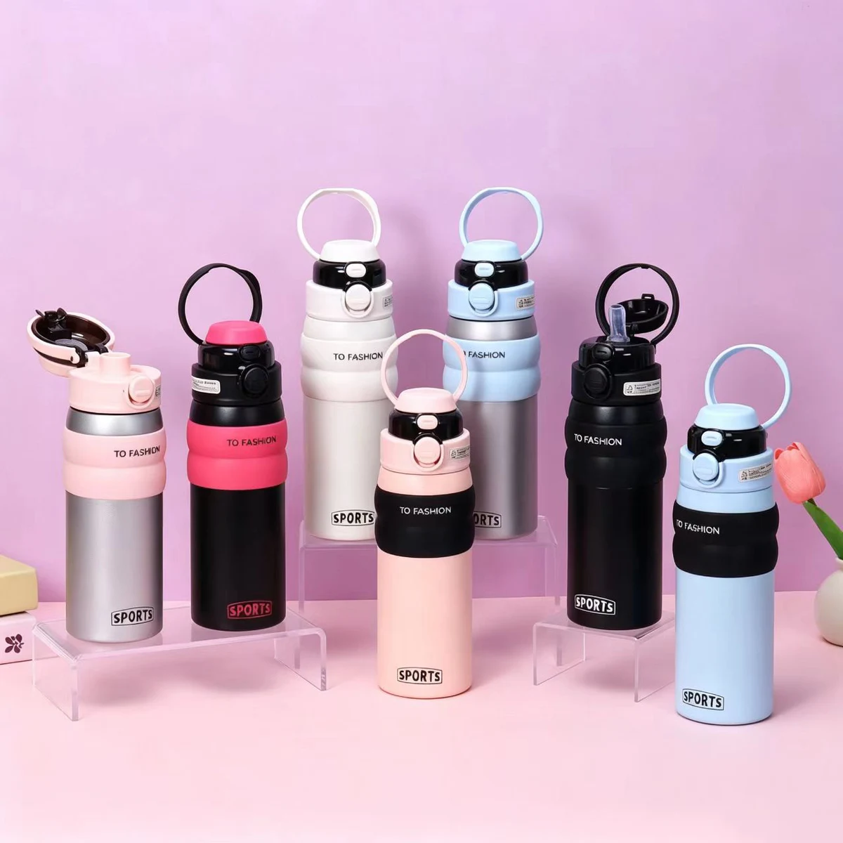 Insulated Dualsip Tumbler&Water Bottle With Straw And Handle Loop For Outdoor&Home&Office&Travel 1