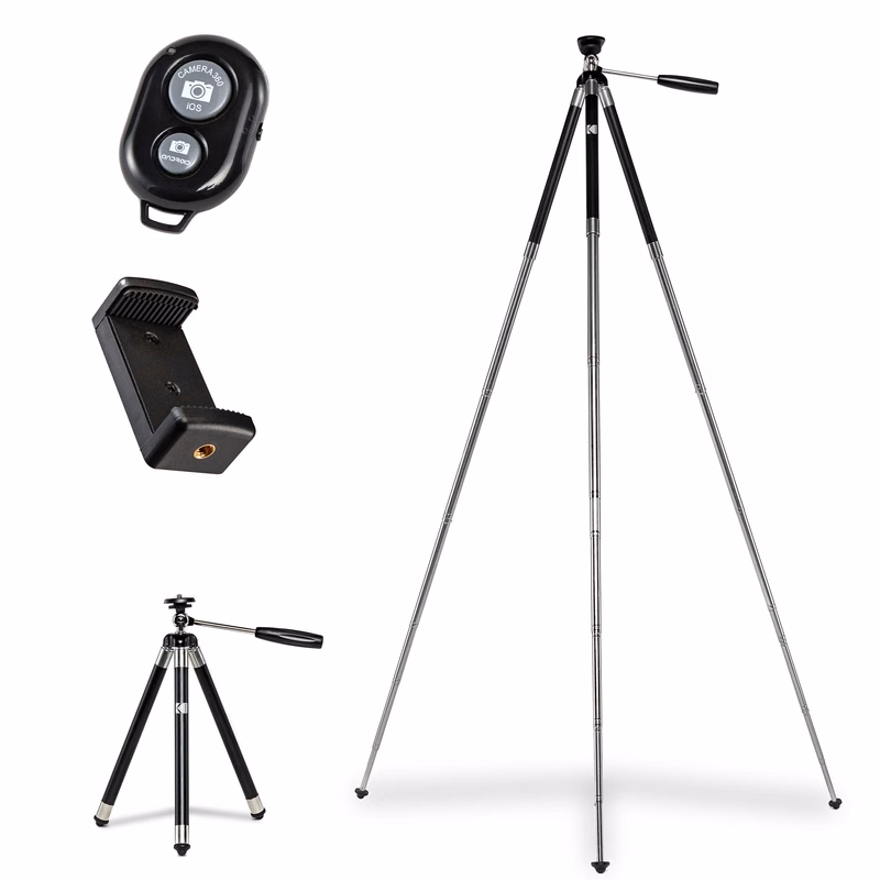 KODAK PhotoGear 42" Tripod | 8-Section Aluminum Stainless Steel Tripod w/Bluetooth Remote, Telesc...