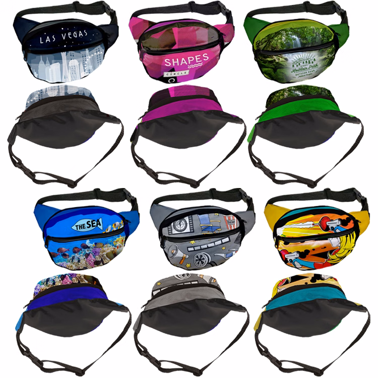 Fashion Full Color Black Panel Fanny Pack