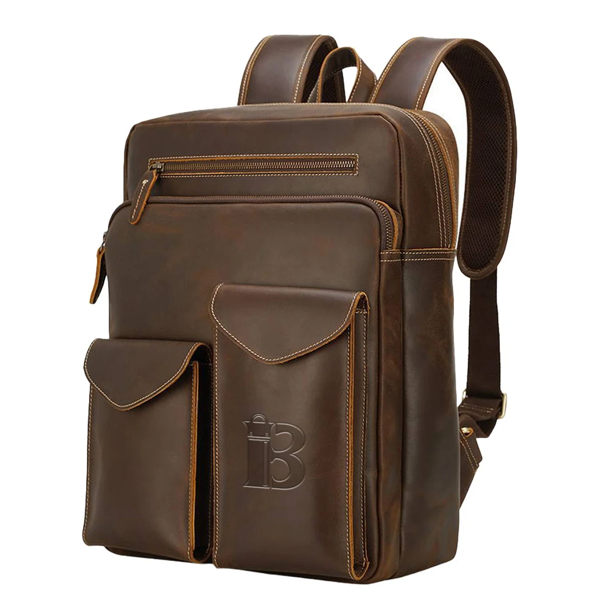 Business Work Genuine Leather Backpack 1