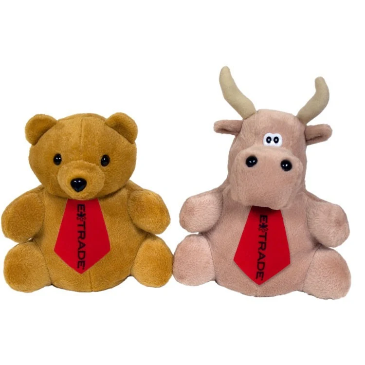 10" Reversible Tan Bear / Bull with ties and one color imprints 1