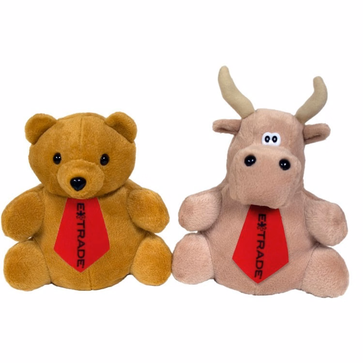 10" Reversible Tan Bear / Bull with ties and one color imprints