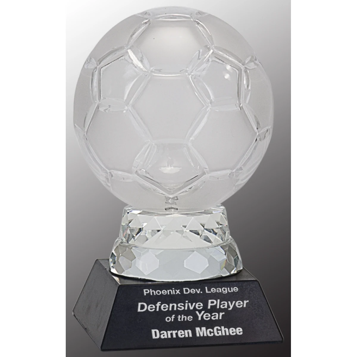 6 1/4" Glass Soccer Ball Award with Marble Base 1