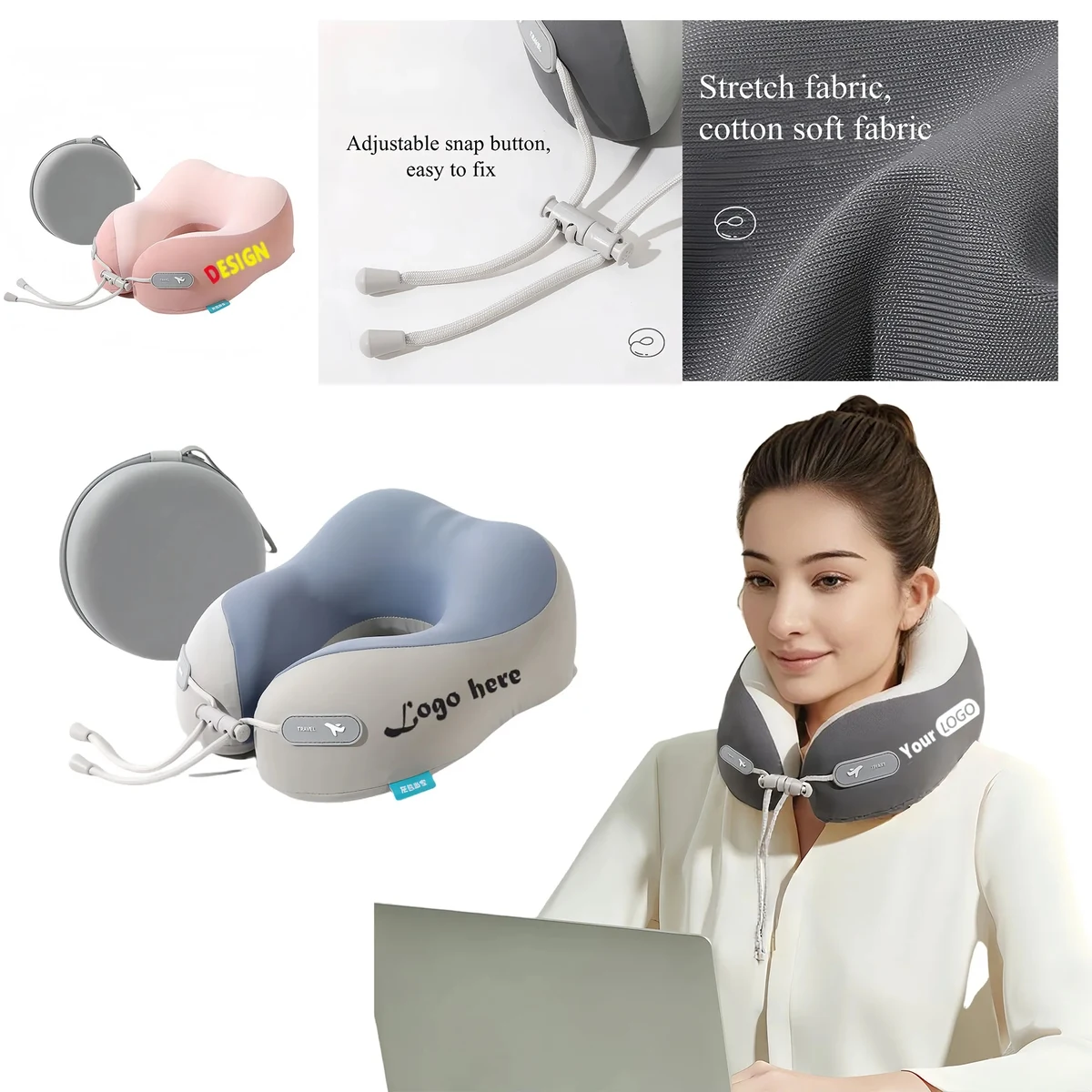 Cooling Memory Foam Neck Pillow With Portable Pouch 1