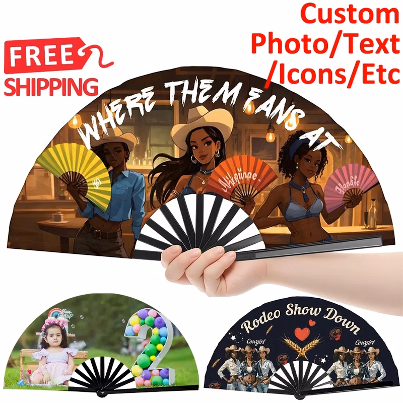 Custom Boot on the Ground Hand Folding Fans for Line Dancing