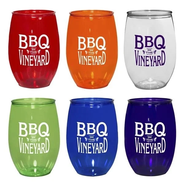 10 oz. Stemless Plastic Wine Glasses 1