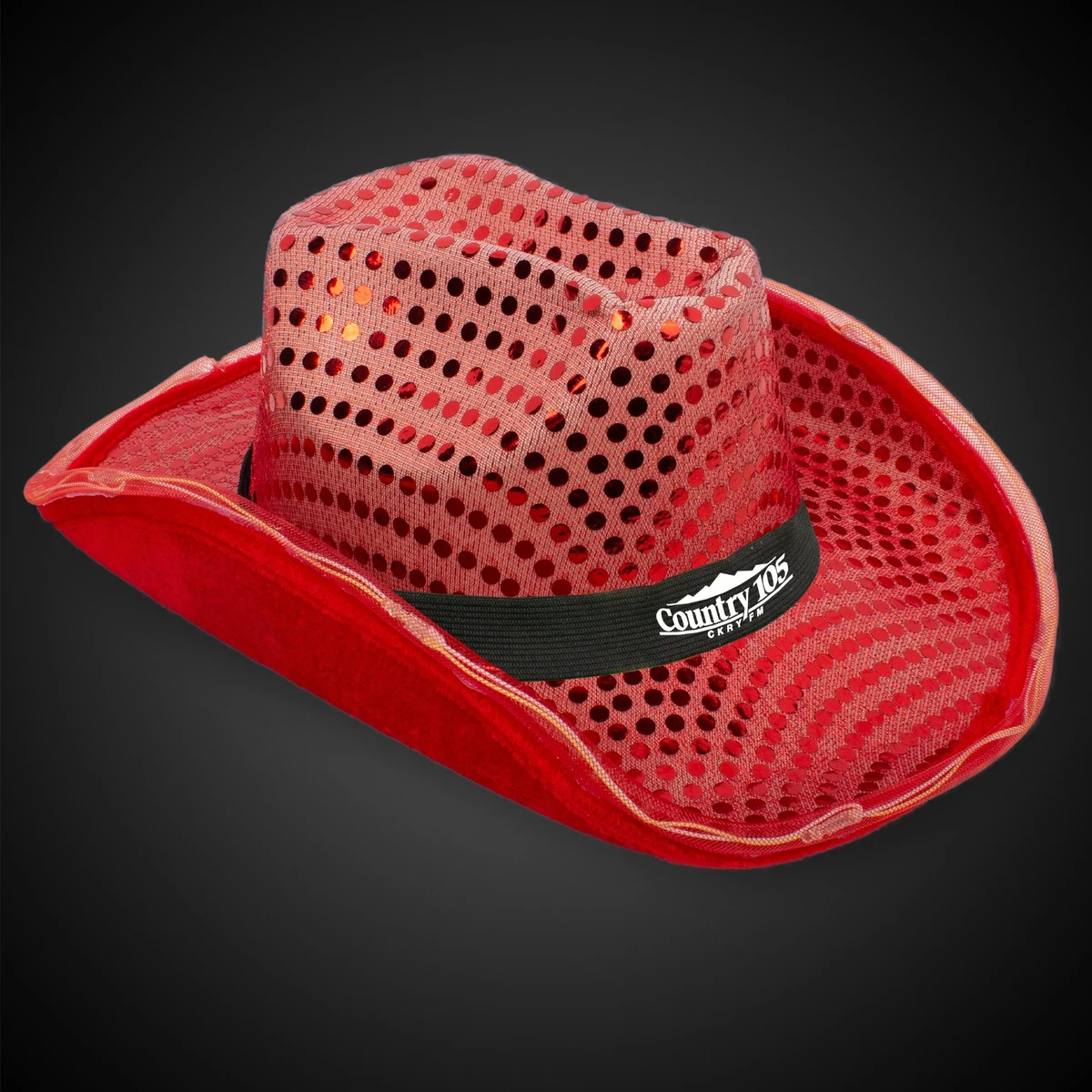 RED SEQUIN LED COWBOY HAT(Black Imprinted Band) 1