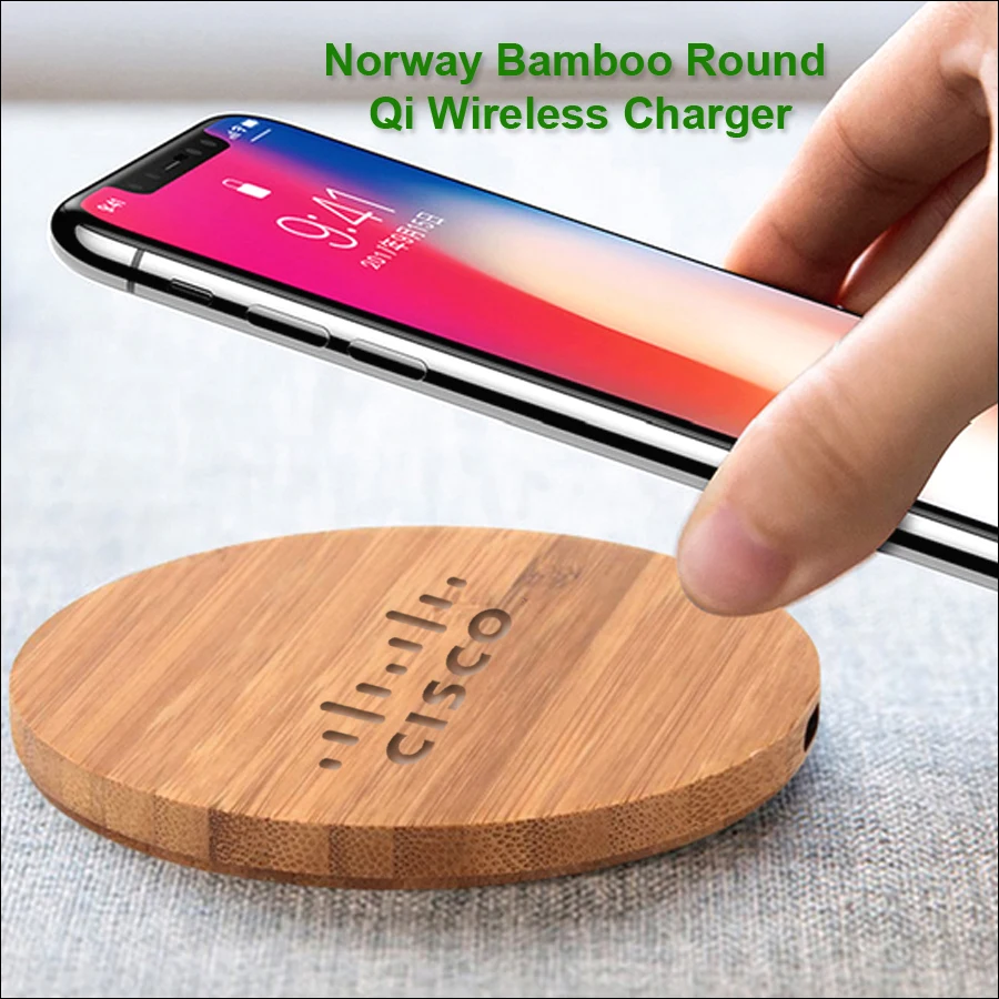 Norway Bamboo Qi Wireless Charger 5 Watts- Round No Extra Tariff 1