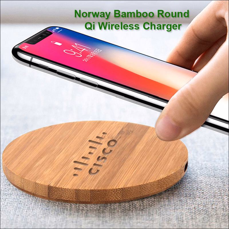 Norway Bamboo Qi Wireless Charger 5 Watts- Round No Extra Tariff
