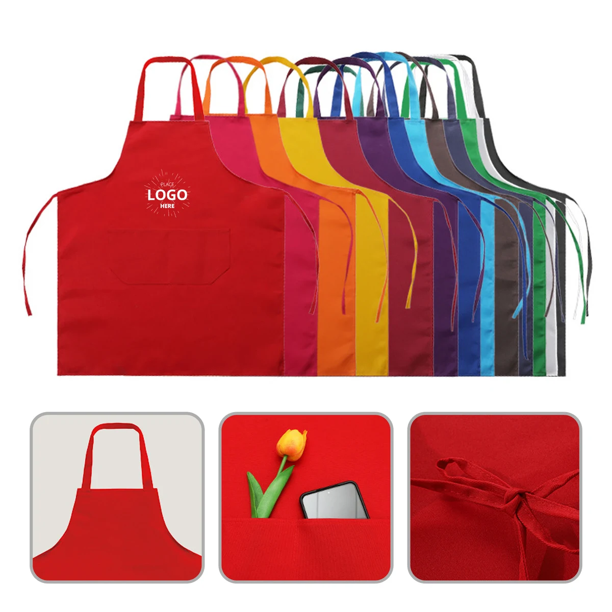 Adult Polyester Apron with Front Pocket Adjustable Unisex 1