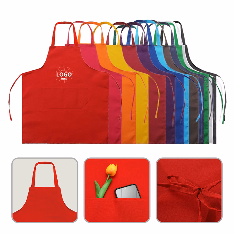 Adult Polyester Apron with Front Pocket Adjustable Unisex