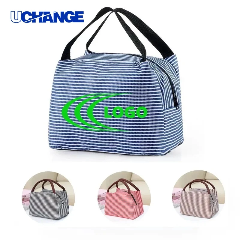 Striped Insulated Lunch Tote Bag 1