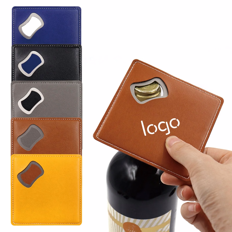 Premium Leather Coaster With Hidden Bottle Opener