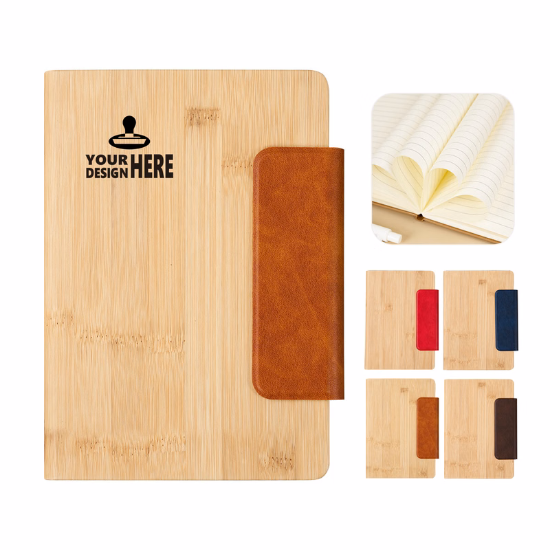 MOQ20 Magnetic Bamboo PU Leather A5 Journal Notebook
