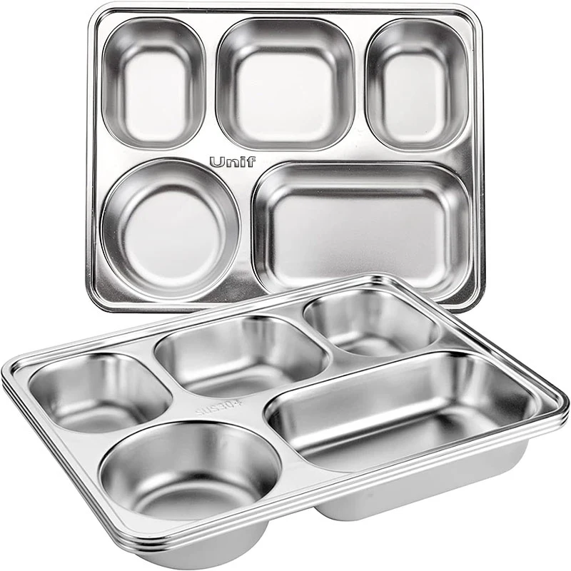 Stainless Steel Five-compartment Dinner Plate Tray 1