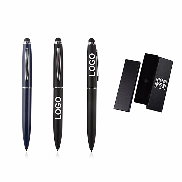 Metal twist action ballpoint pen with stylus