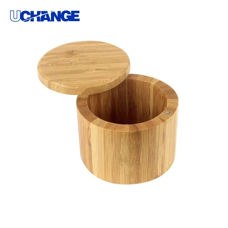 Bamboo Storage Box with Magnetic Swivel Lid for Home & Office Organization 1