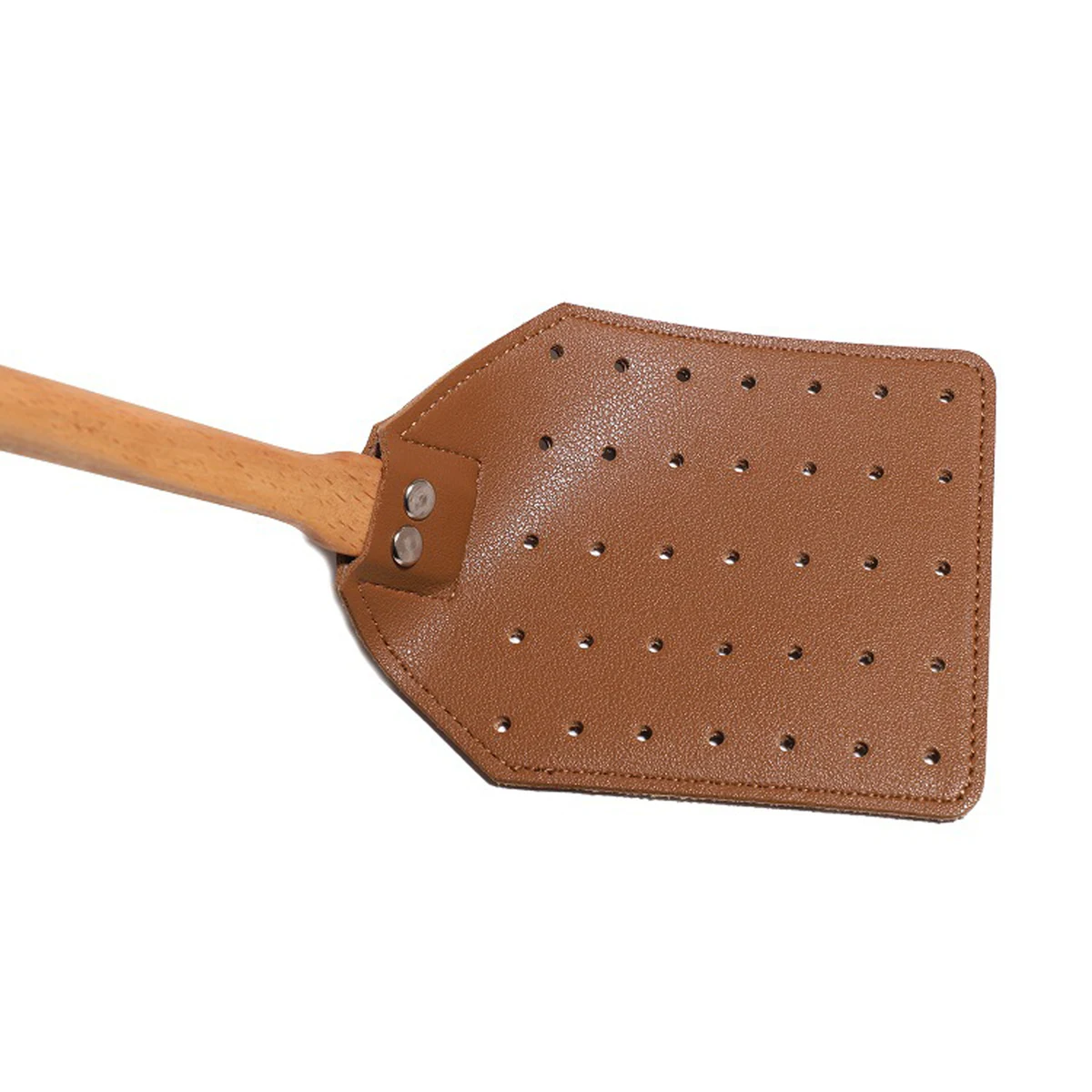 Heavy-Duty Leather Fly Swatter with Wooden Handle 1