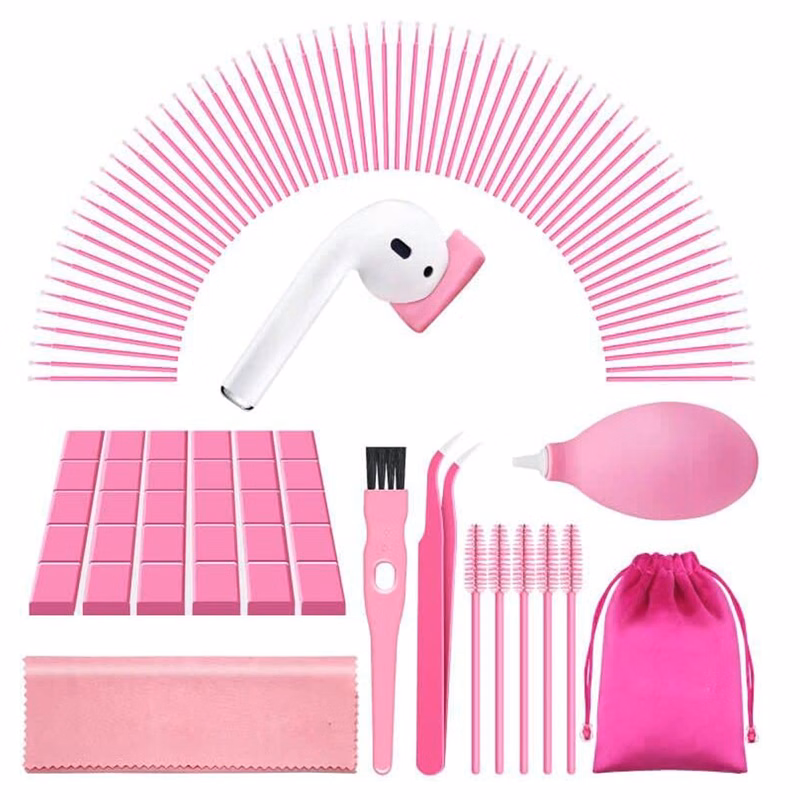 90 Pcs Cute Pink Earbud Cleaning Kit