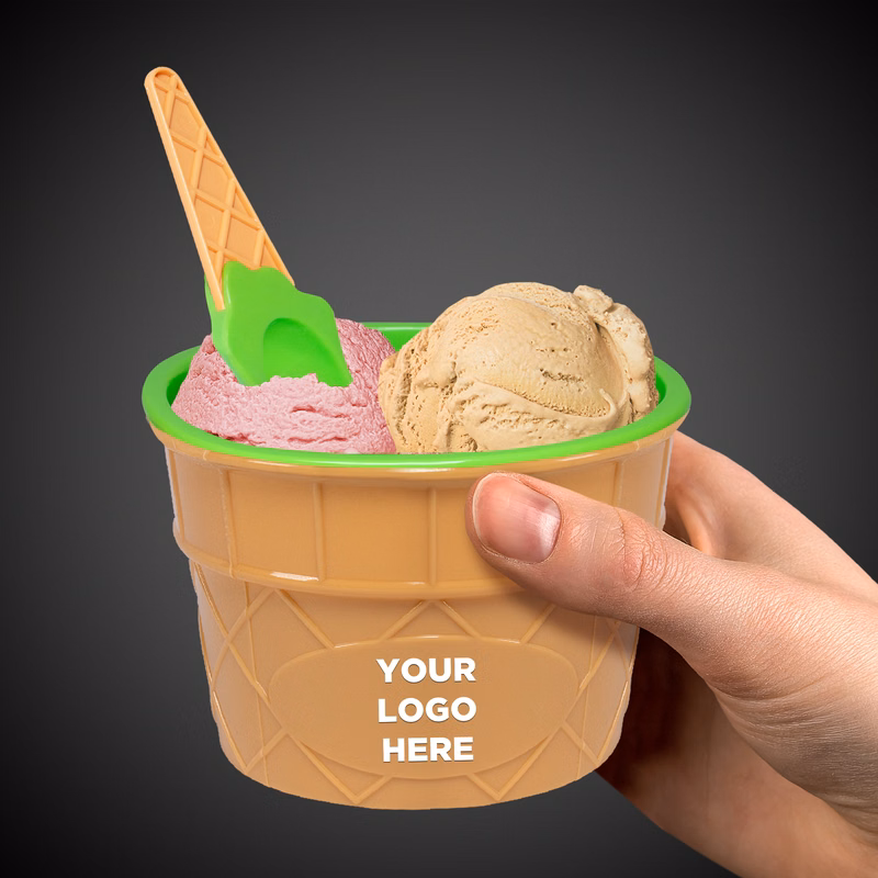 Green Ice Cream Bowl and Spoon Set(Imprintable)