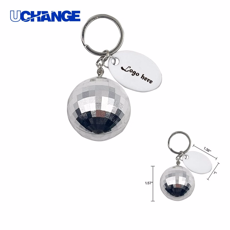 Disco Ball Keychain with Tag