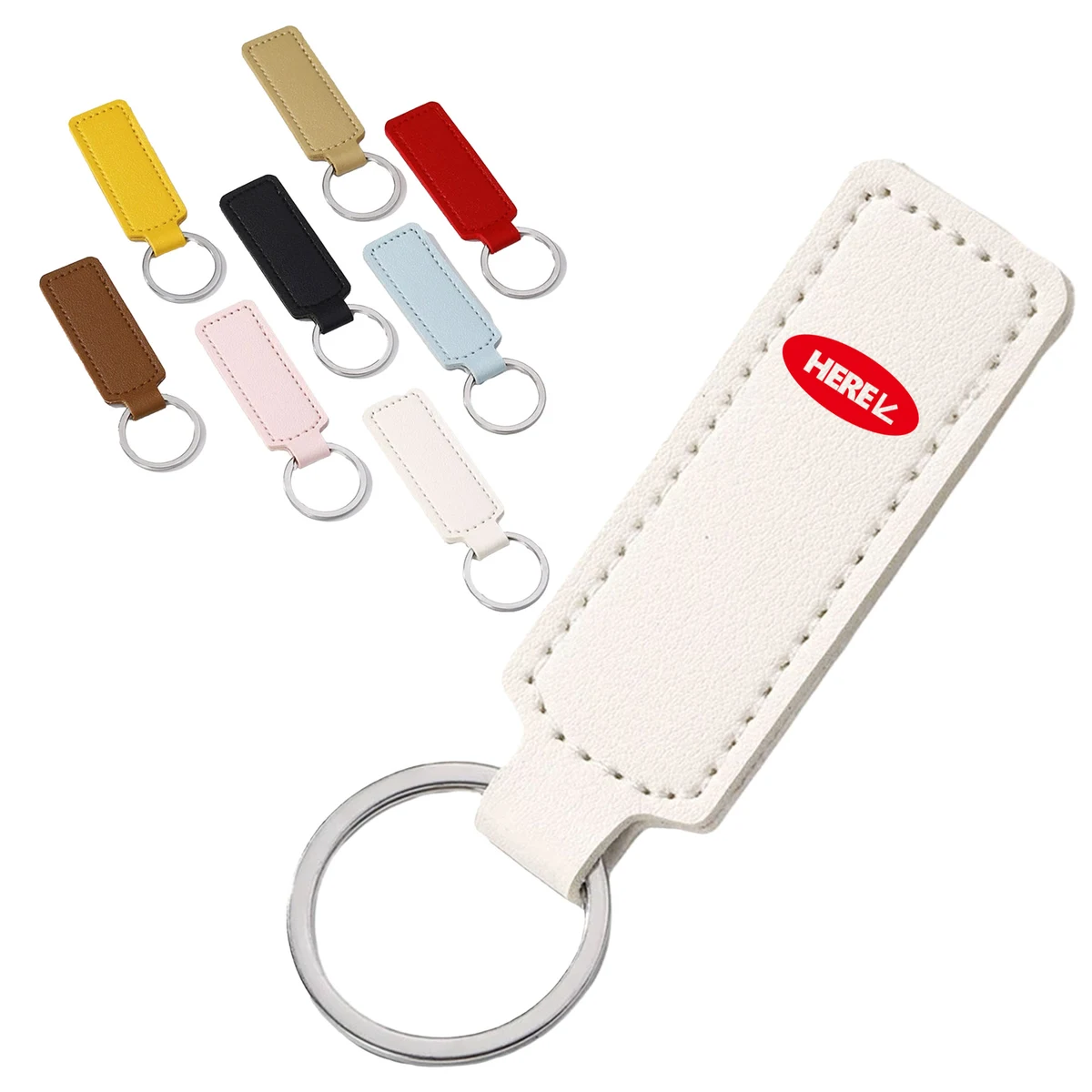 PU Leather Square Keychain 1