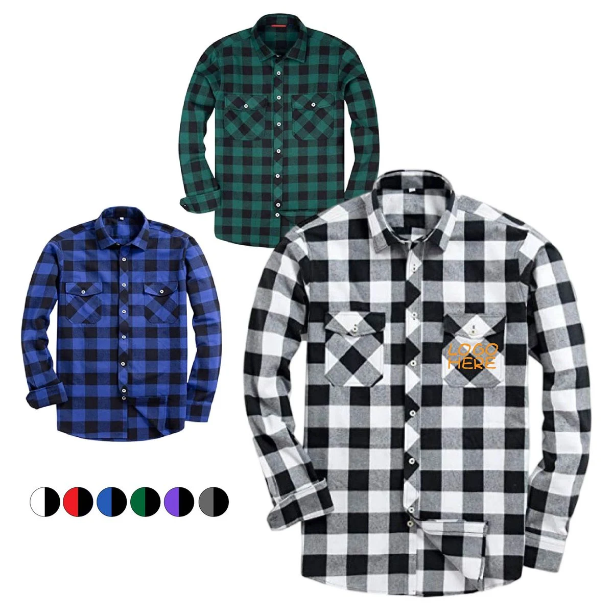 Flannel Checkered Button-Down Shirt 1